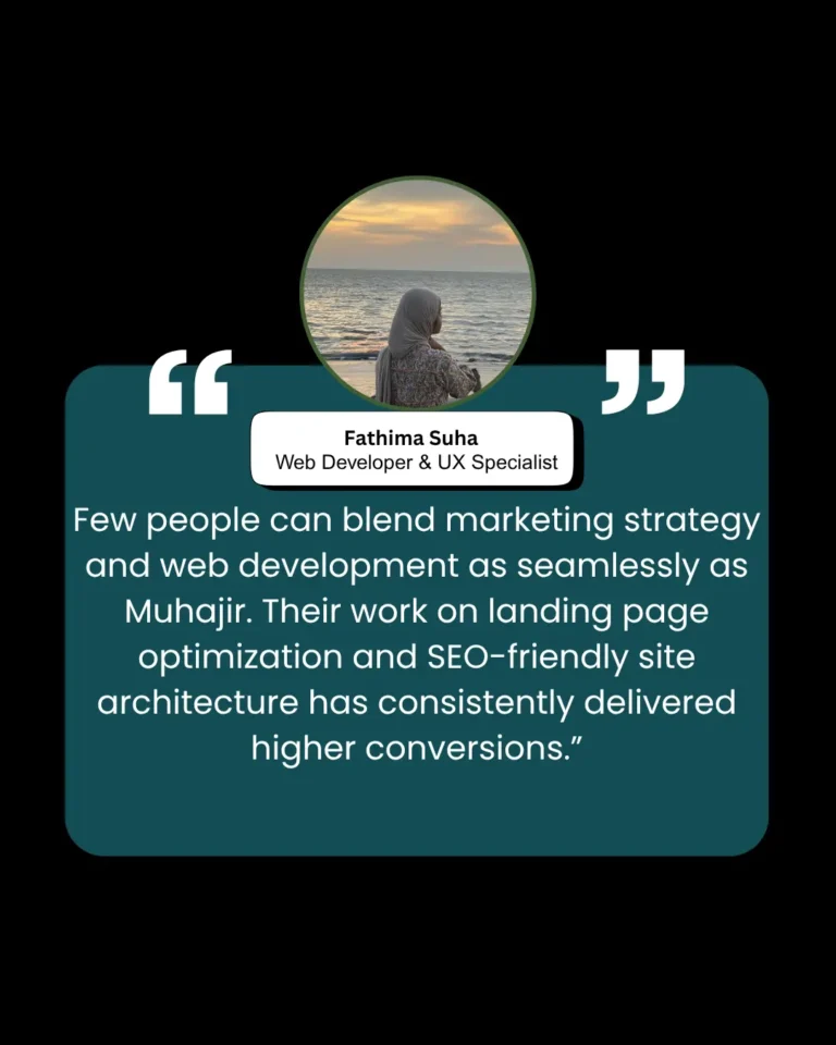 Our website wasn’t showing up on Google before, and we had no idea why. [Your Name] did a complete SEO audit, rebuilt a few pages, and within two months we started getting real traffic and new cus (9)